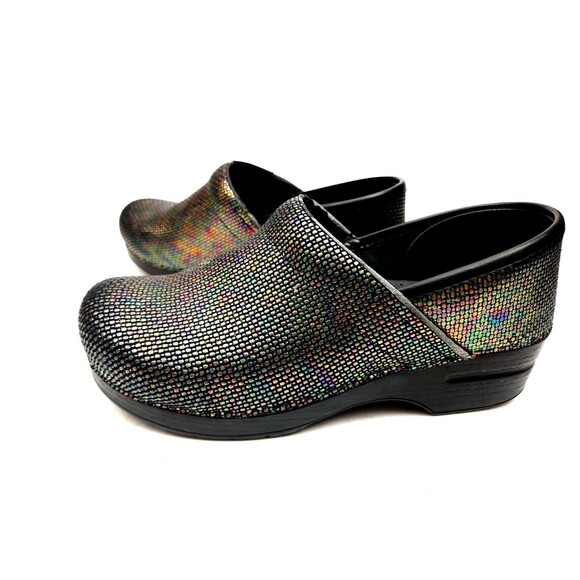 Dansko Black Iridescent Clogs Size 40 (US 9.5-10) Bead Texture - Picture 3 of 12